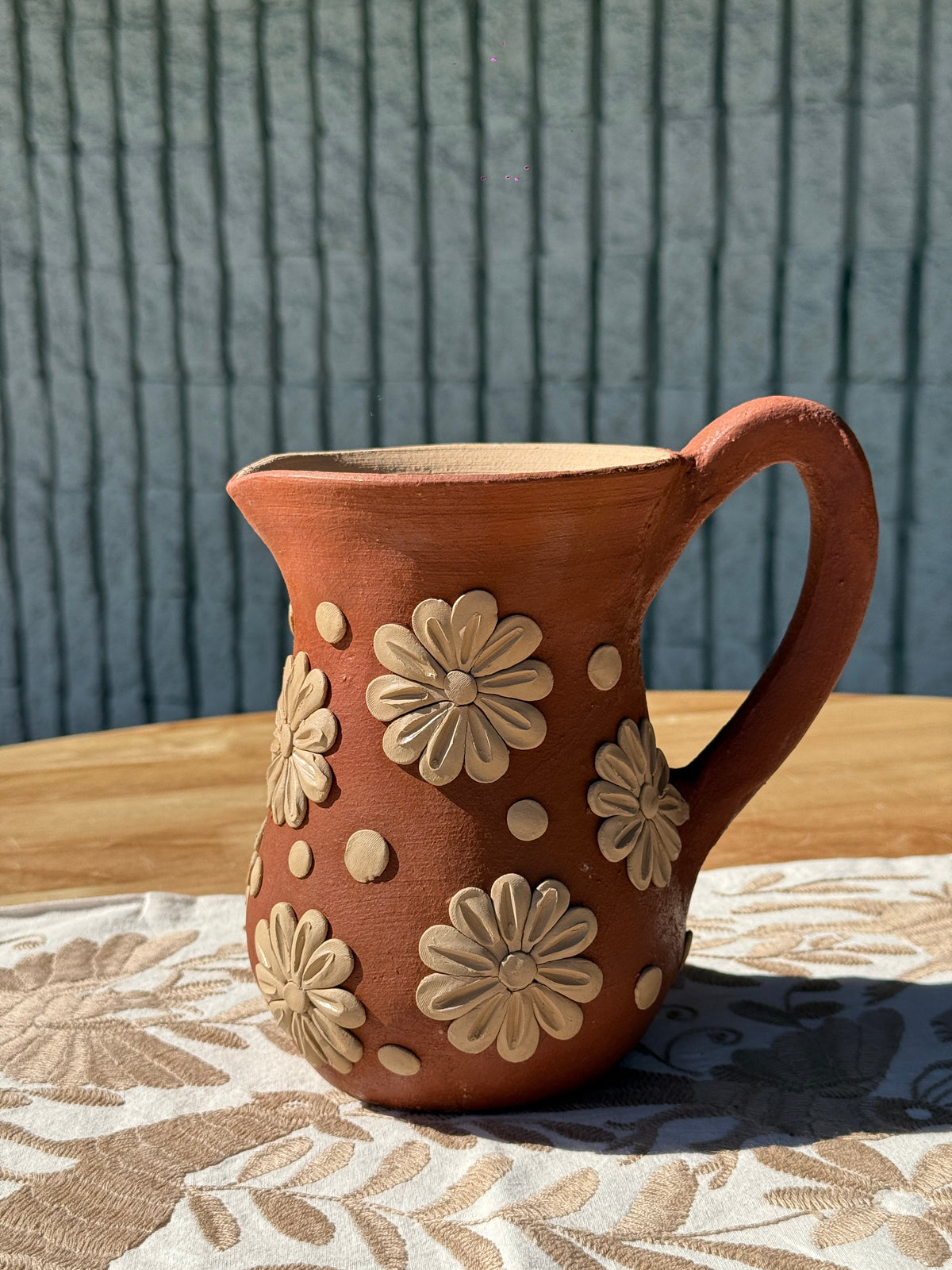 Decorative Floral Clay Pitcher 🌼