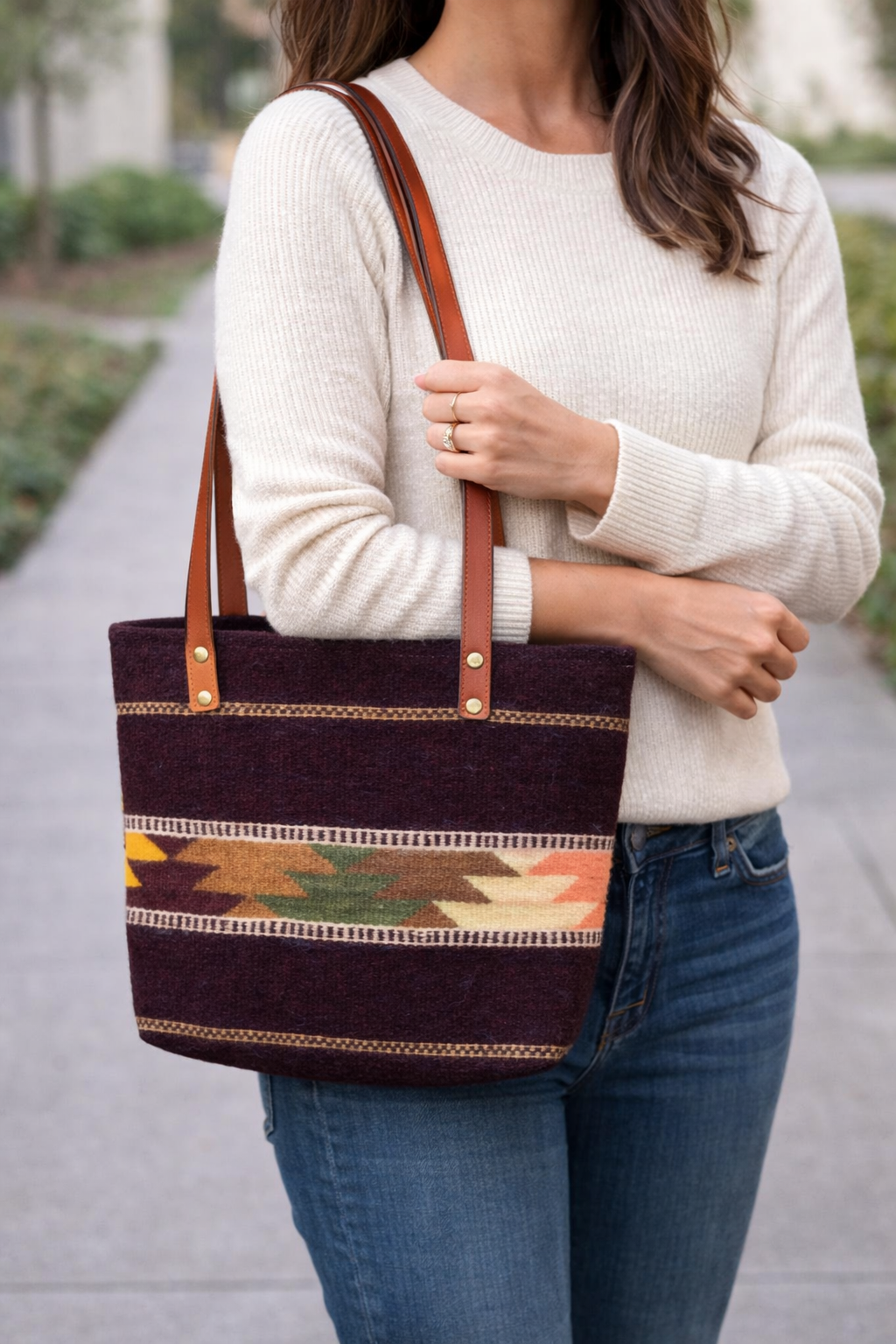 Handwoven Maroon Wool Bag