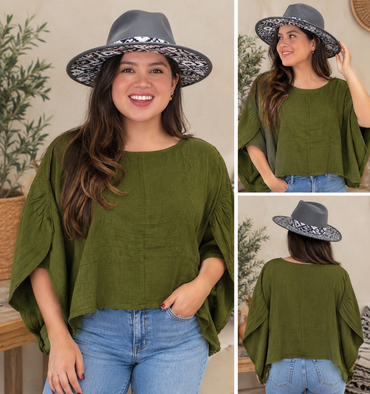 "Butterfly" Crop Top Sage Green