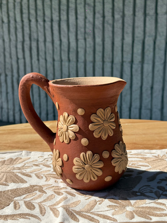 Decorative Floral Clay Pitcher 🌼