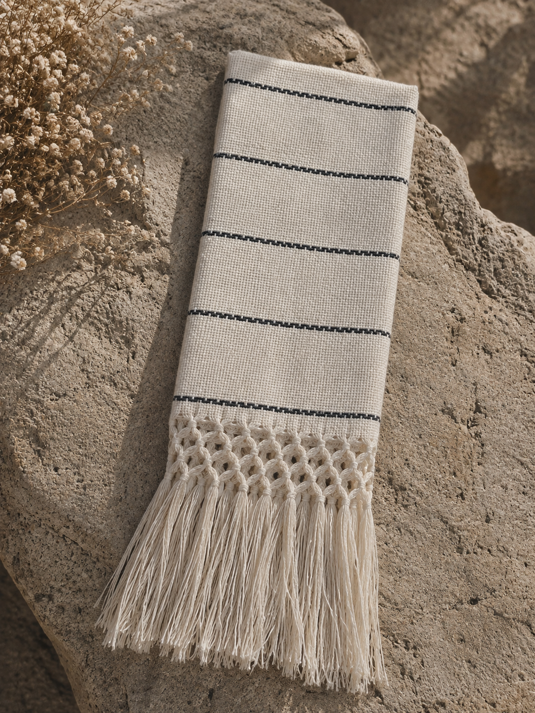 Natural with Grey Striped Accents Napkin