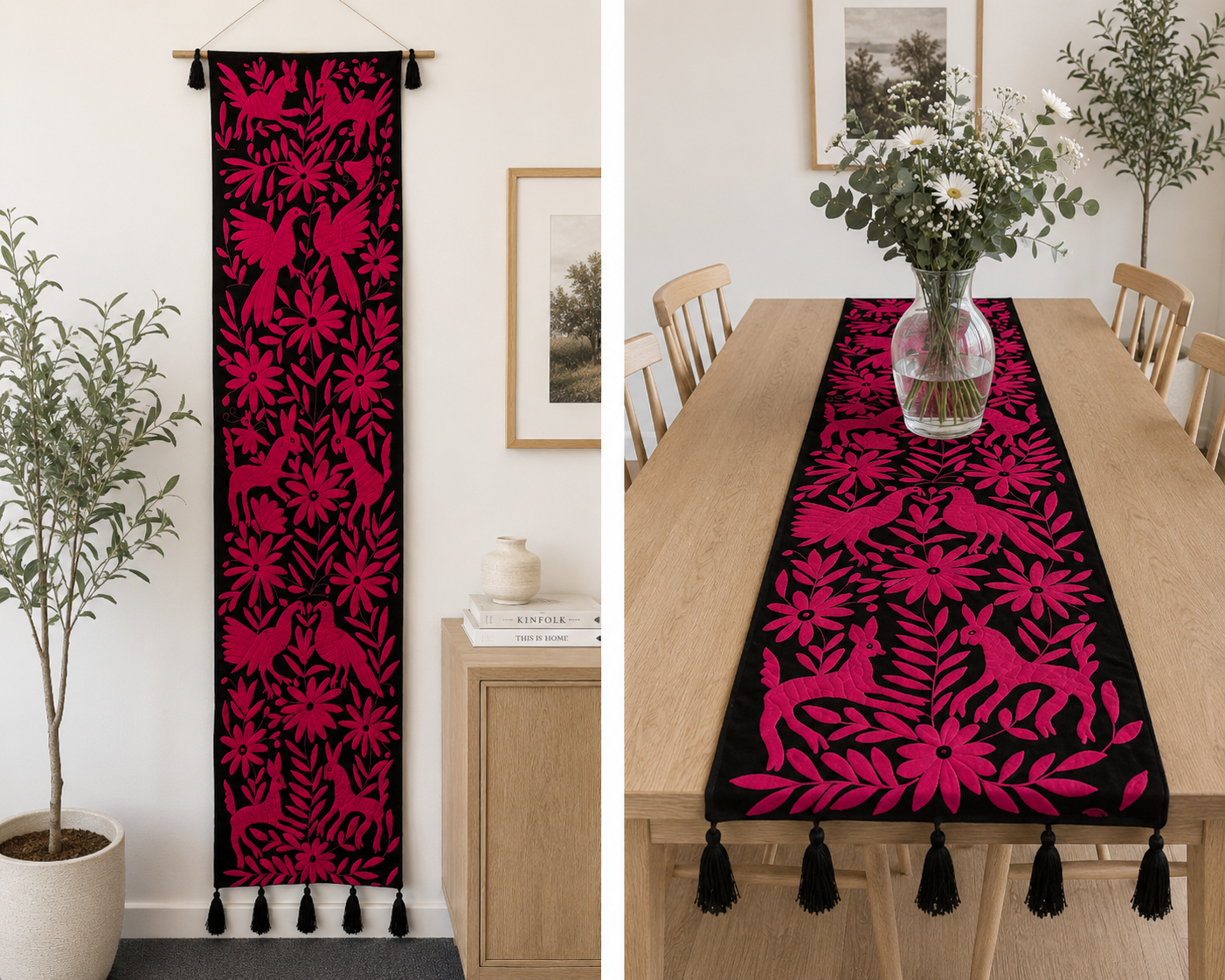 Rosa Mexicano Otomi Camino de Mesa/Table Runner