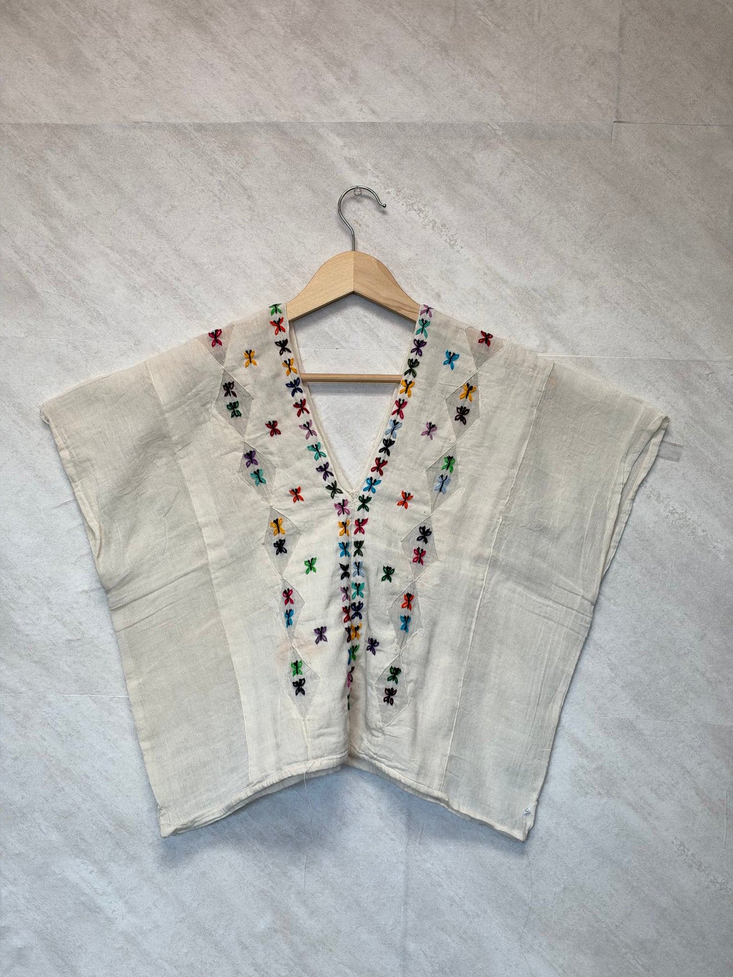 White Crop Top with Butterfly Embroidery