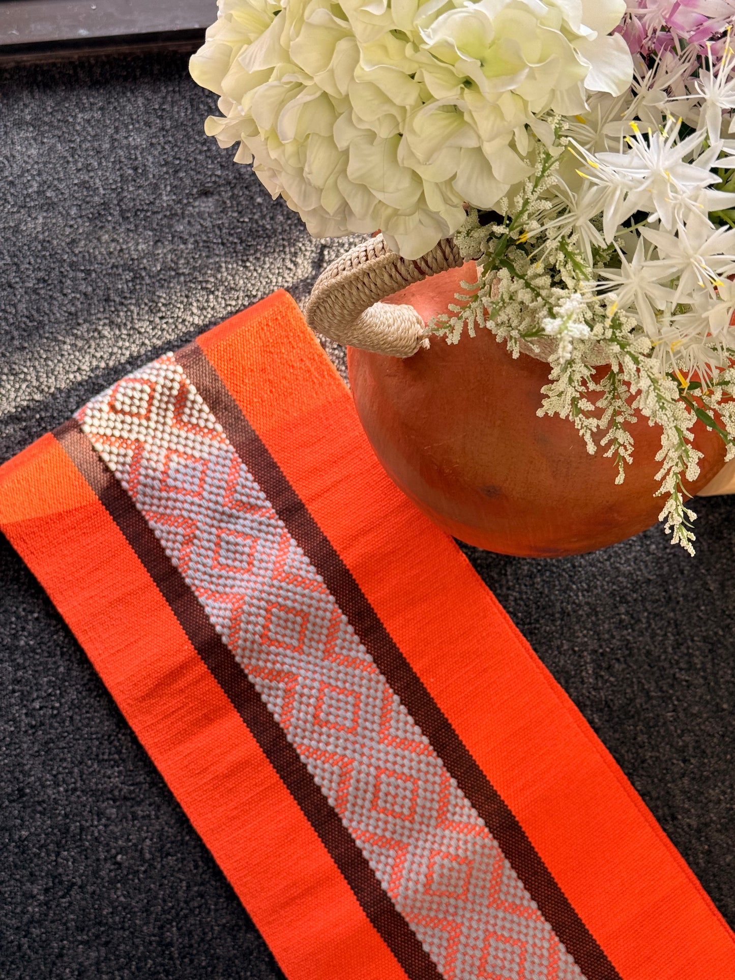 Orange Jalieza Pedal Loom Table Runner 6 ft