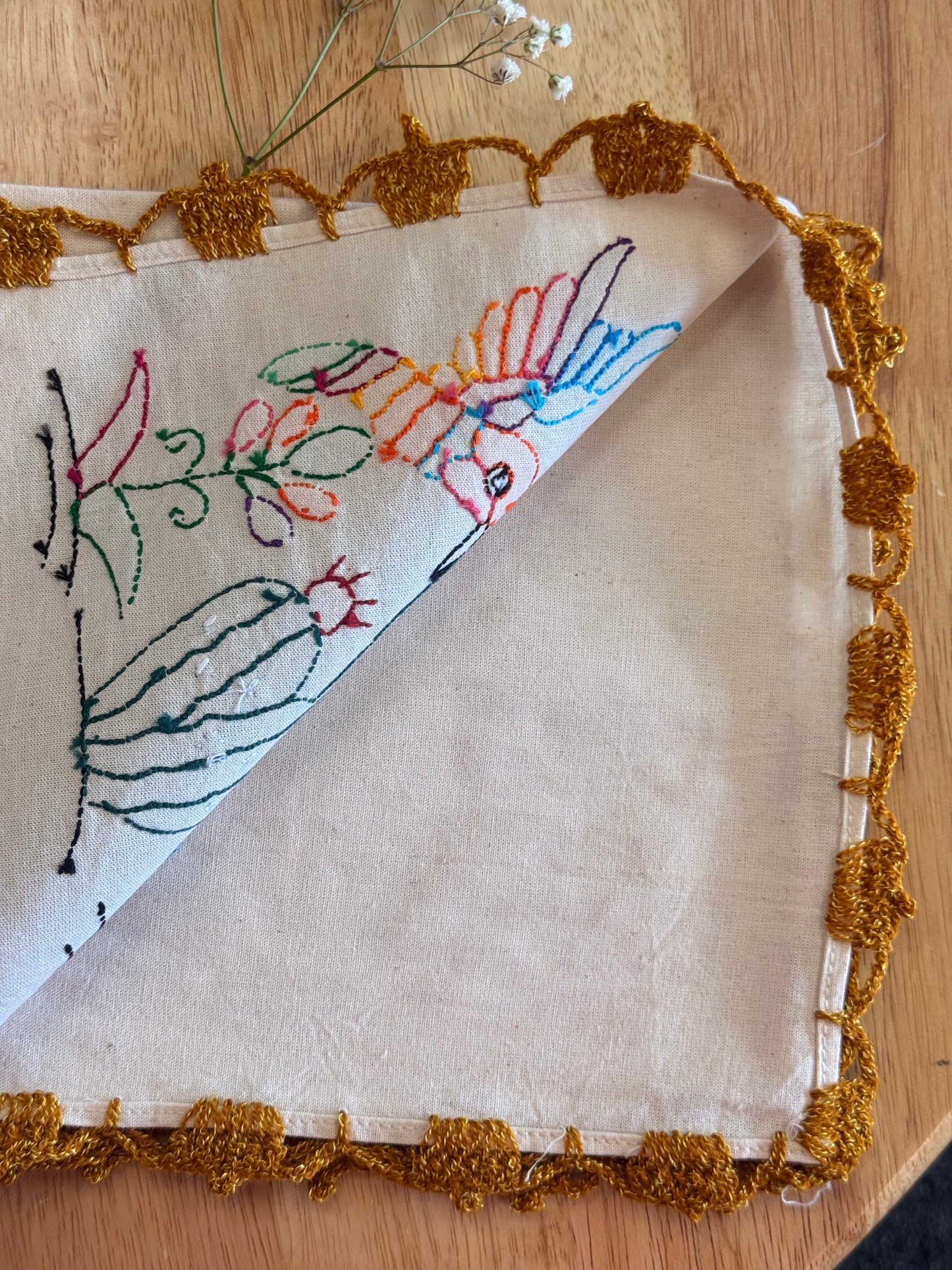 LIMITED EDITION: “Mariposa & Nopal Hand-Embroidered Napkin"