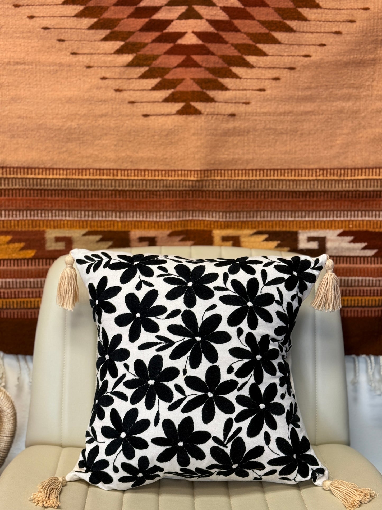 Embroided Flower Pillow Case