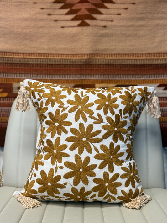 Embroided Flower Pillow Case