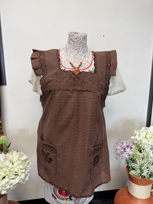 "Elena" Dark Brown Apron/Mandil L