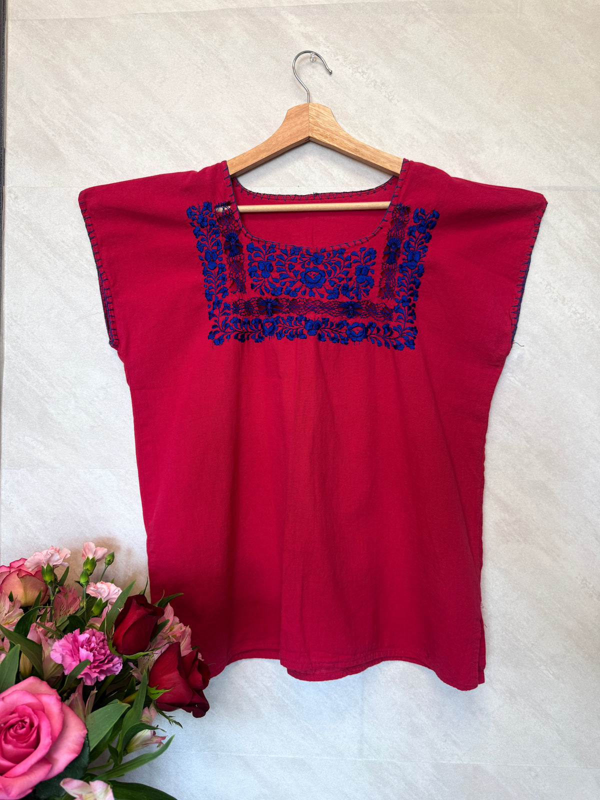 Pink with Blue Accents Blouse