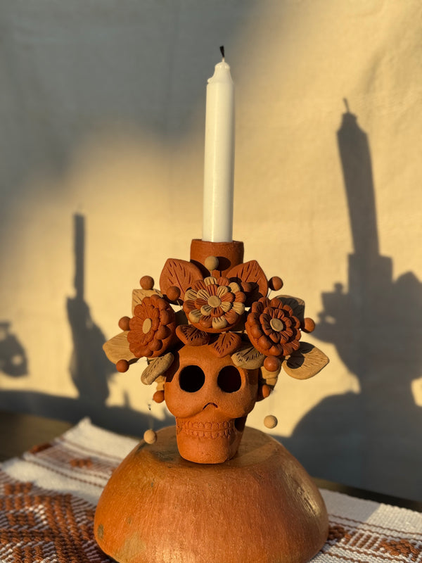 Catrina 3D flores candelero / Skull/ Calavera candleholder