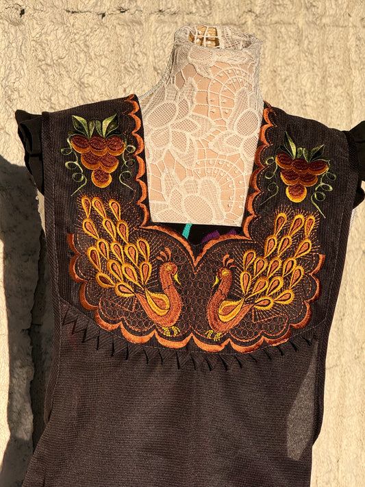 Fall Peacock Apron With Grapes 2XL