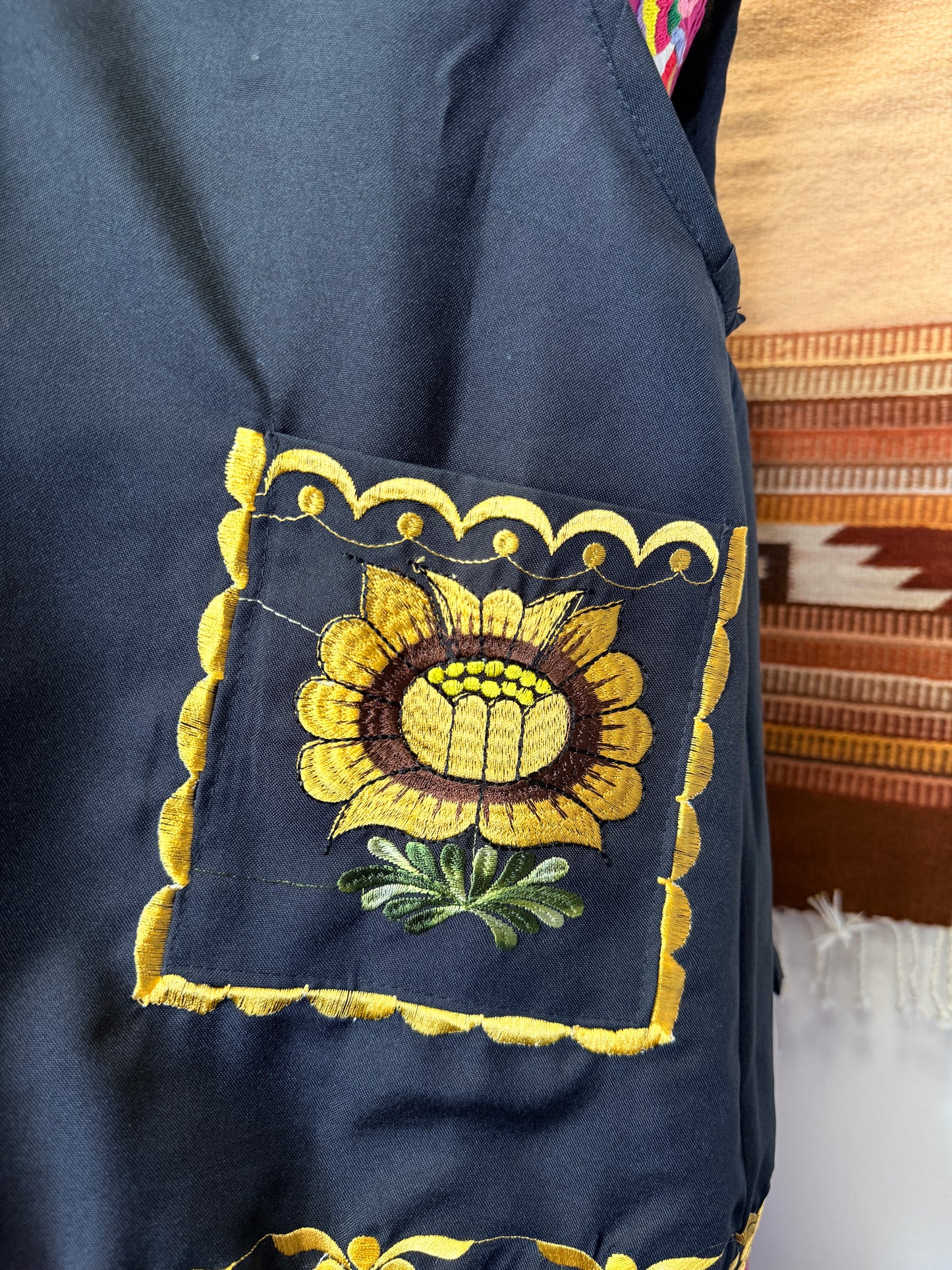 "Teresa" Black and Yellow Apron/Mandil (36) Medium