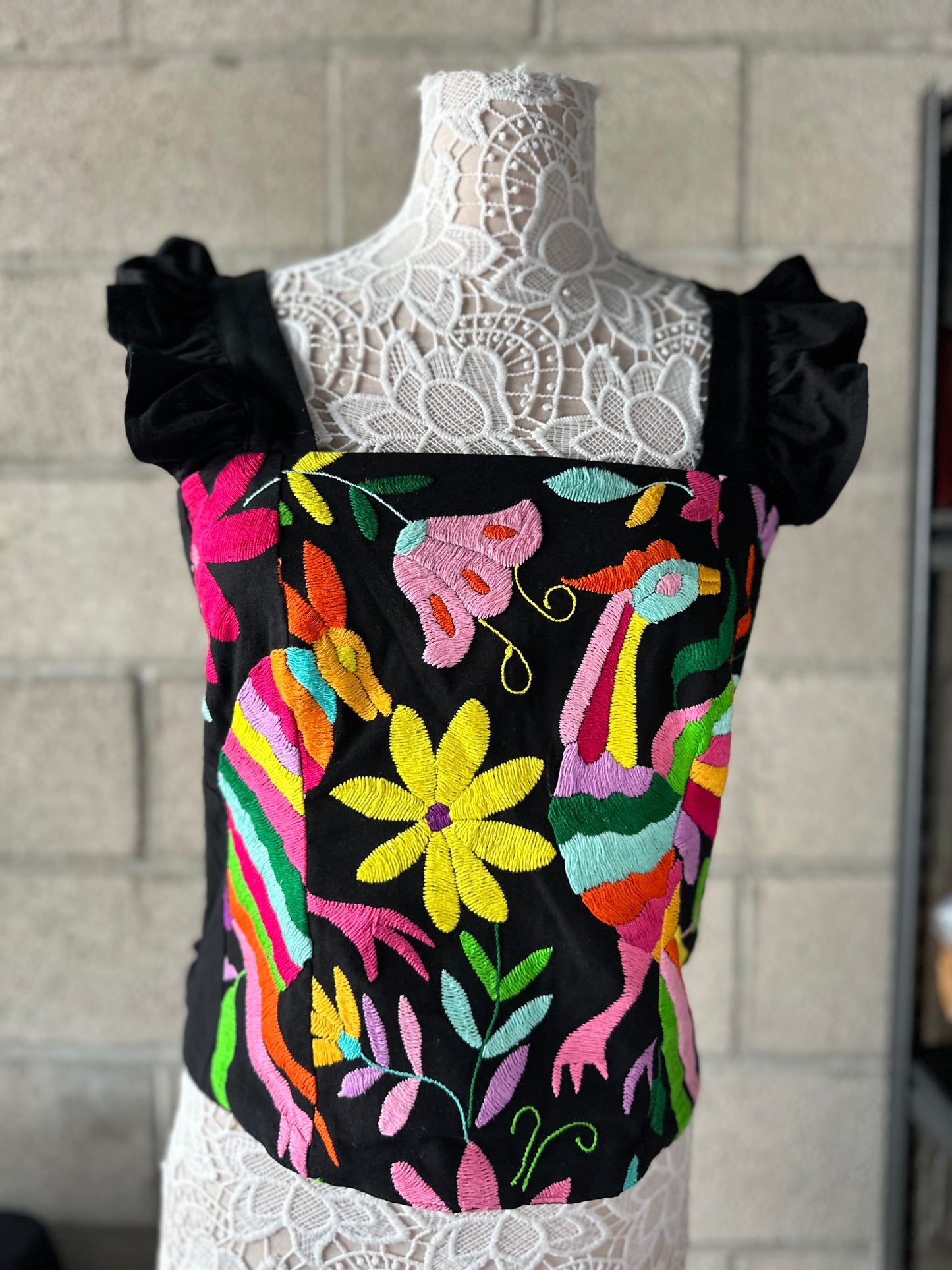 Blusa tenango/otomi - BLACK