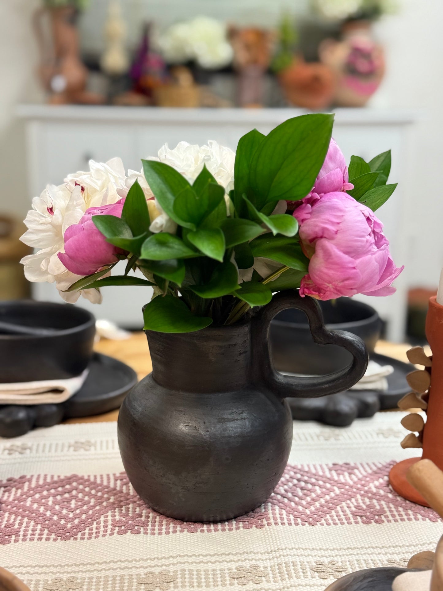 Heart pitcher barro ahumado / Jarra Chocolatera Barro Ahumado 1 L