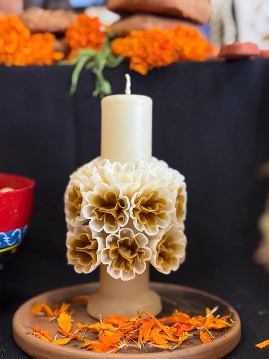 Bee wax Candle - White & brown