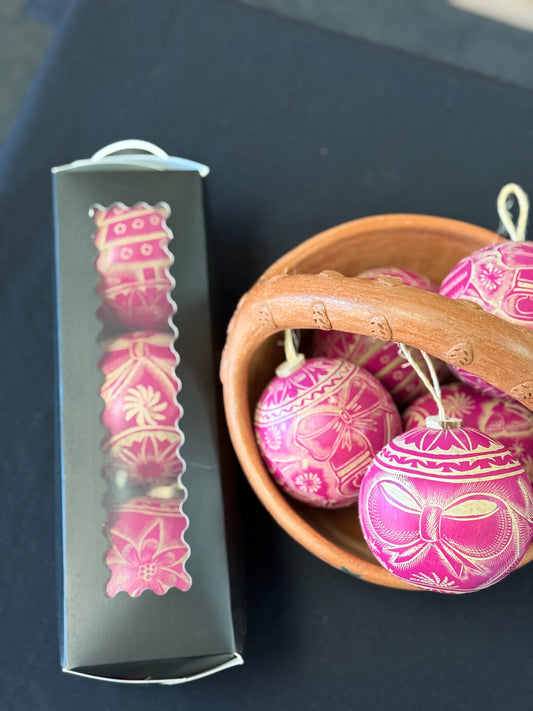 Pack of 3 Fuschia Ornaments