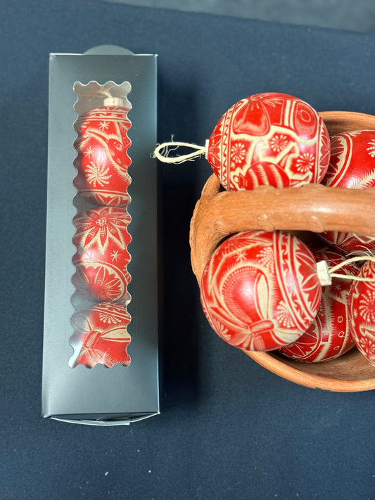 Set of 3 Red Christmas Ornaments