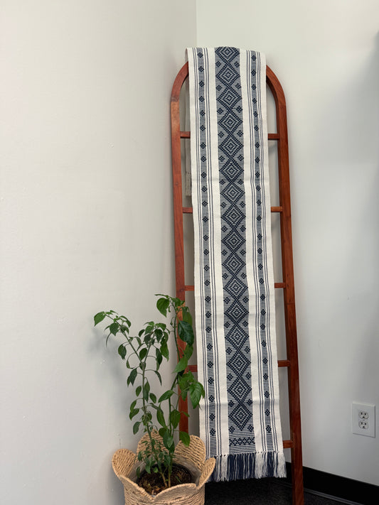 Blue Diamonds Jalieza Pedal Loom Table Runner 7.6 ft