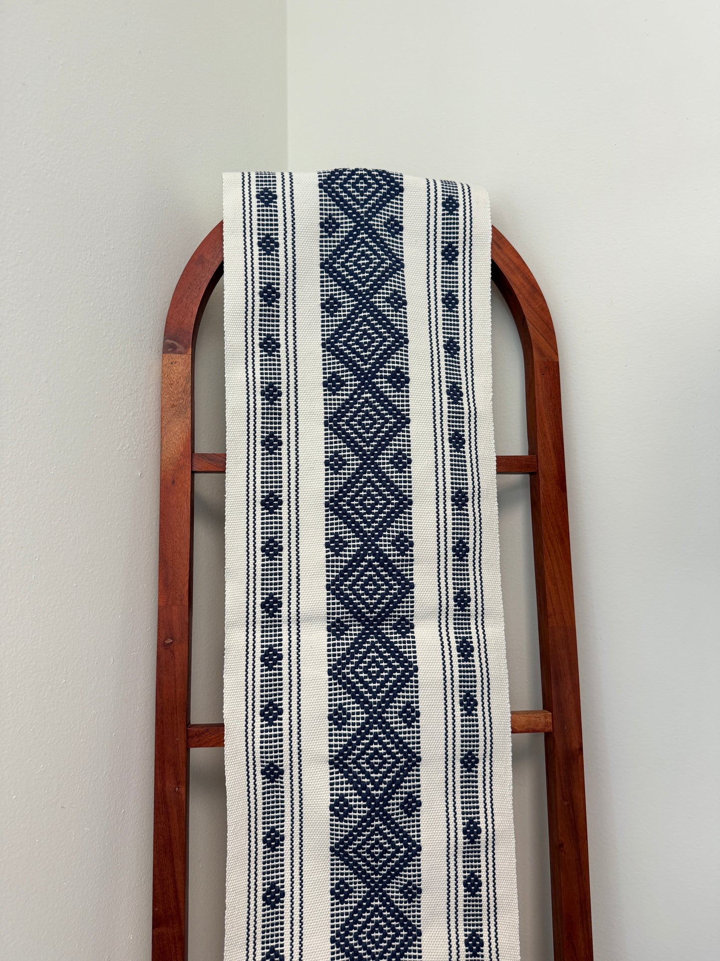 Blue Diamonds Jalieza Pedal Loom Table Runner 7.6 ft