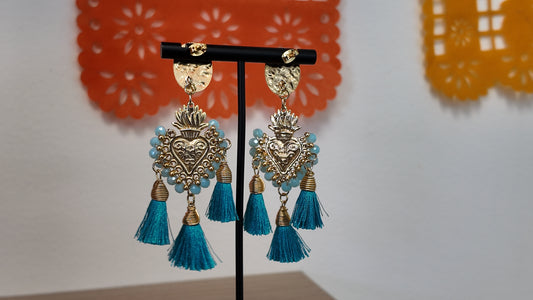Aretes de corazon azul