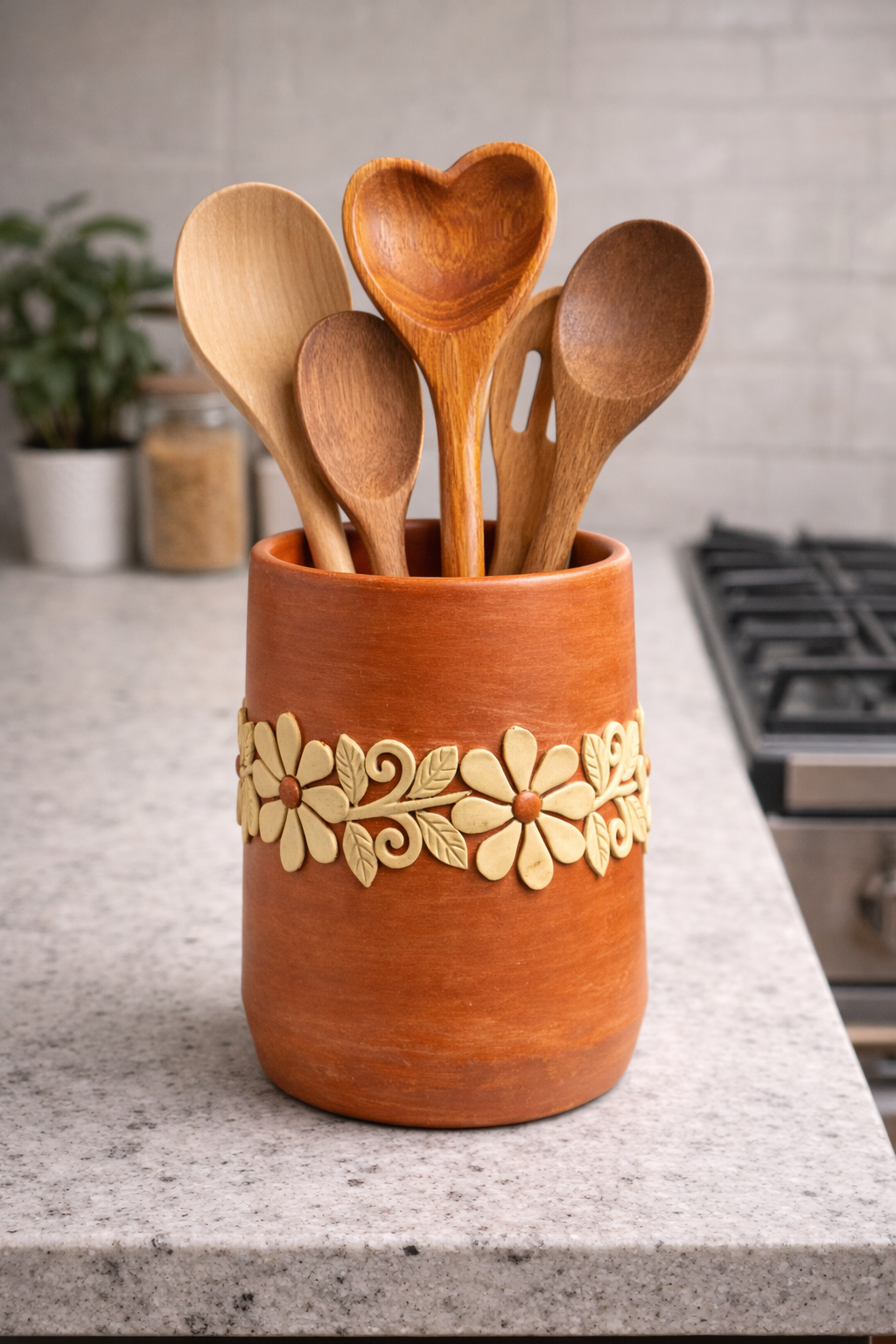 Flor bordado portacucharas/spoonholder