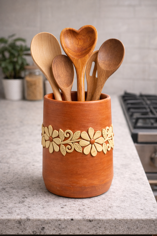 Flor bordado portacucharas/spoonholder