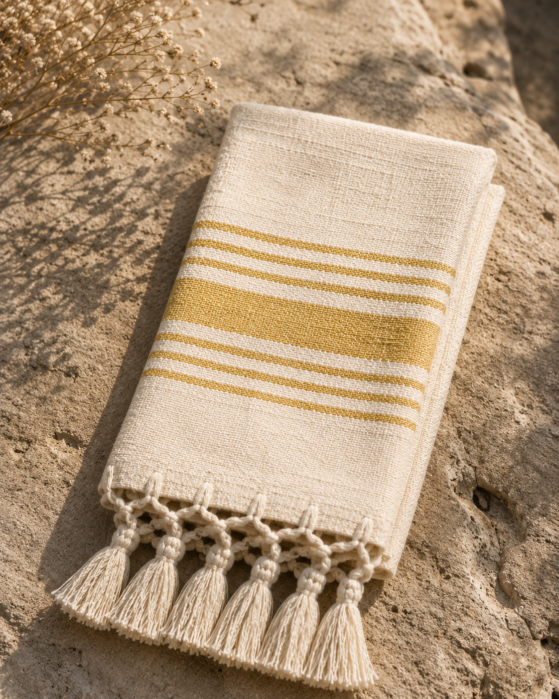 Natural with Mustard Yellow Napkin