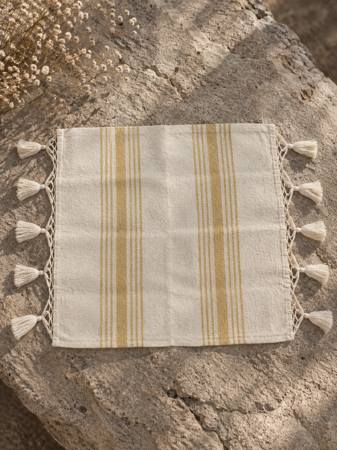 Natural with Mustard Yellow Napkin