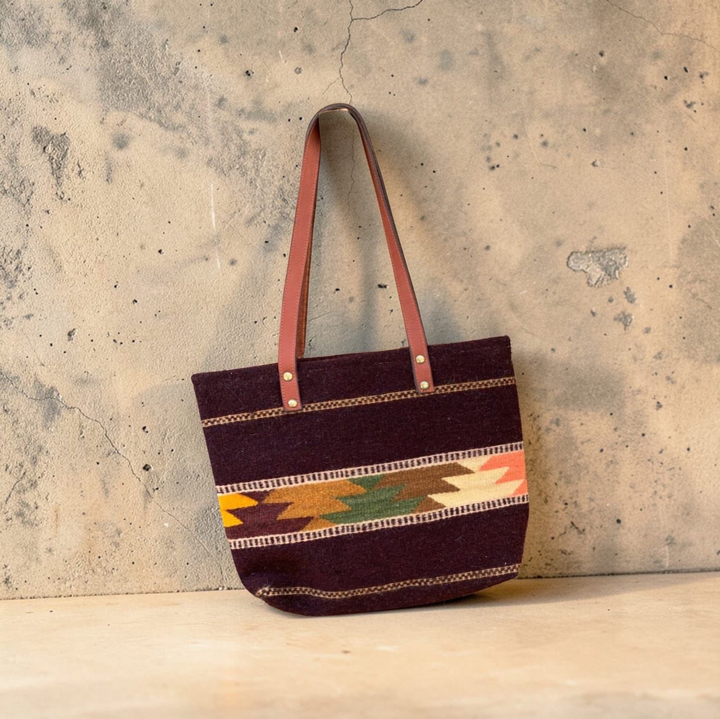 Handwoven Maroon Wool Bag
