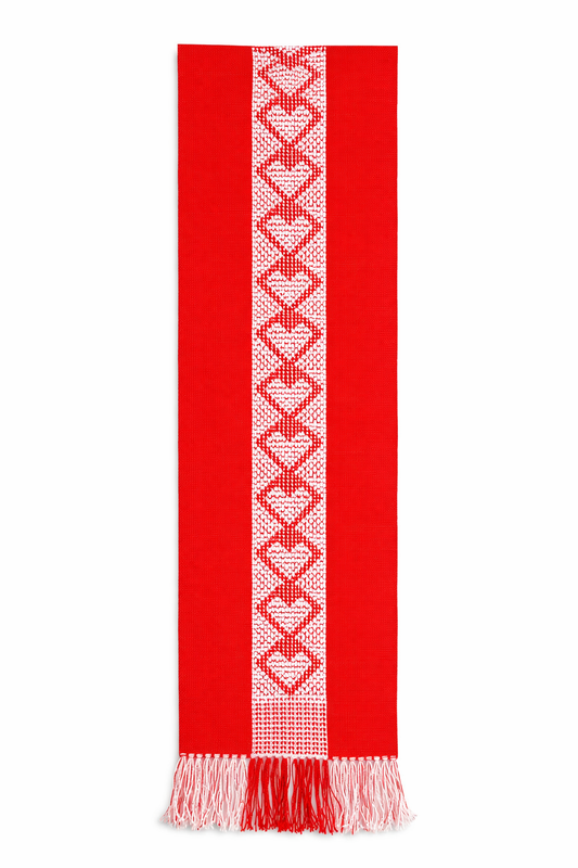 PRE ORDER VALENTINES RED HEARTS TABLE RUNNER