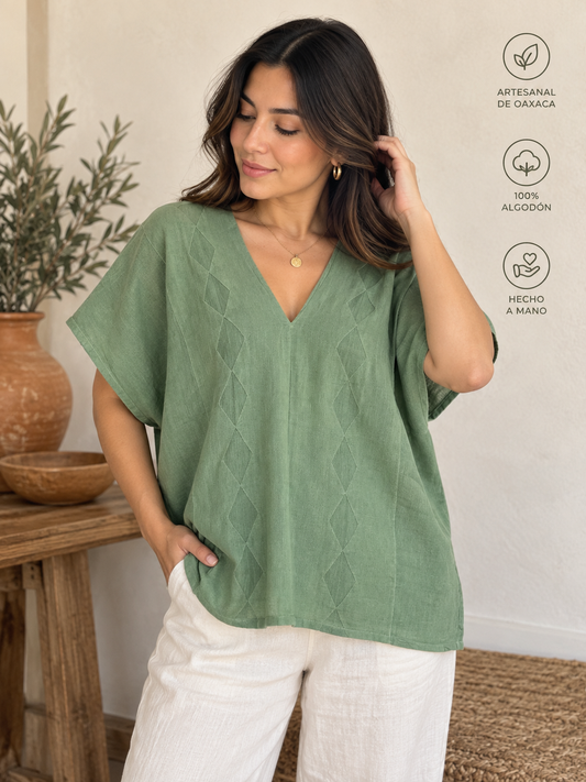 Sage Green Blouse Oversize