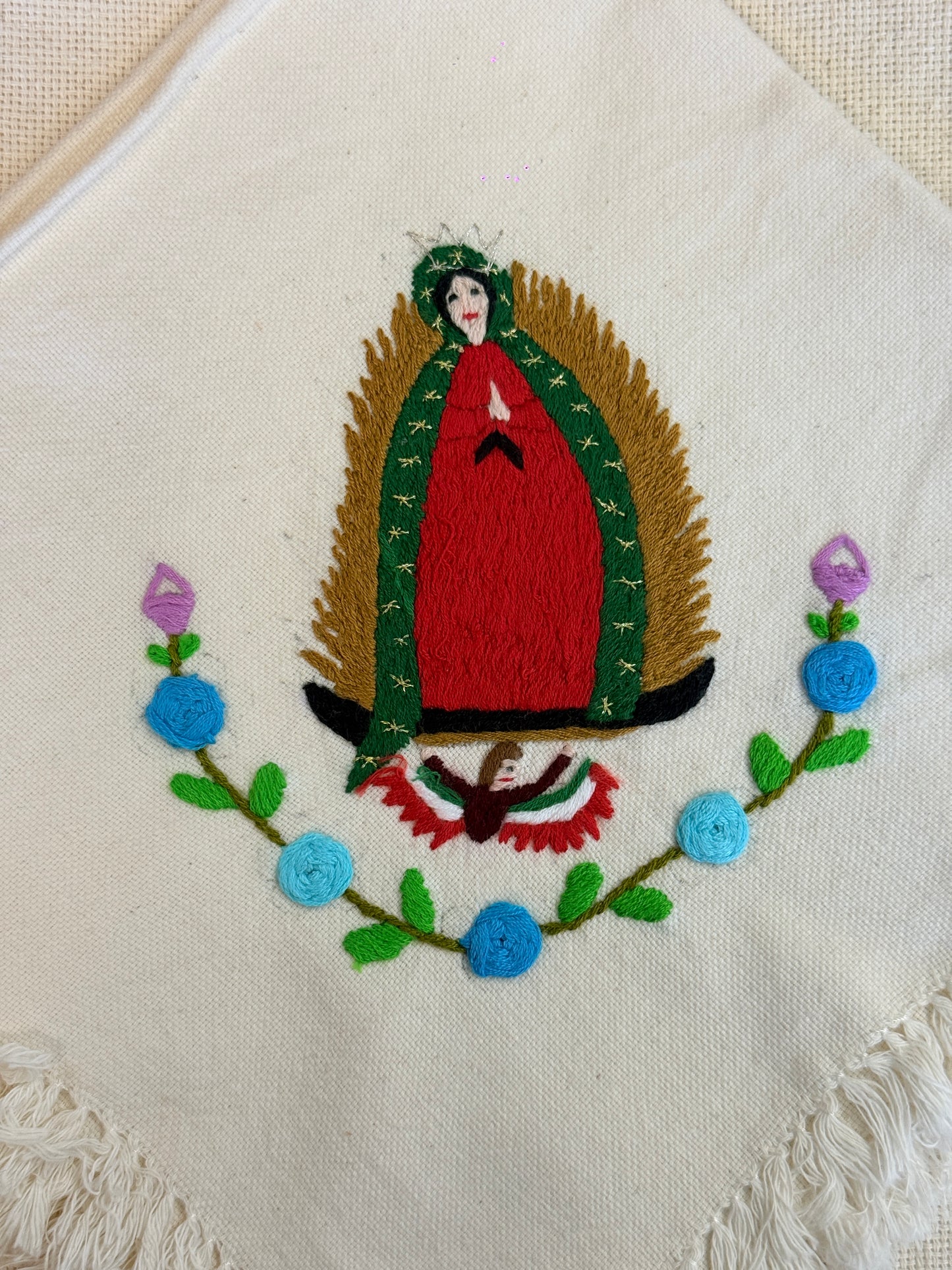 “Virgencita” Blue Roses Napkin