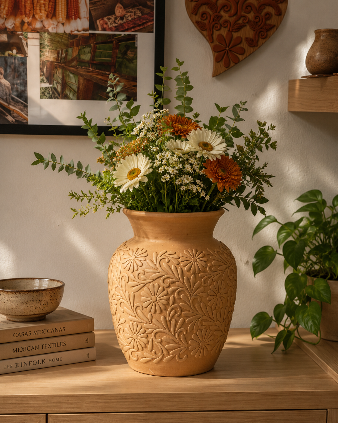 PRE ORDER Natural Flower Vase/ Florero Bordado