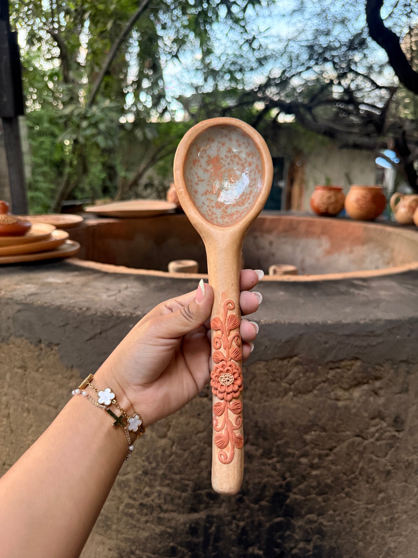 Natural Filigrana Serving Spoon 10.5”