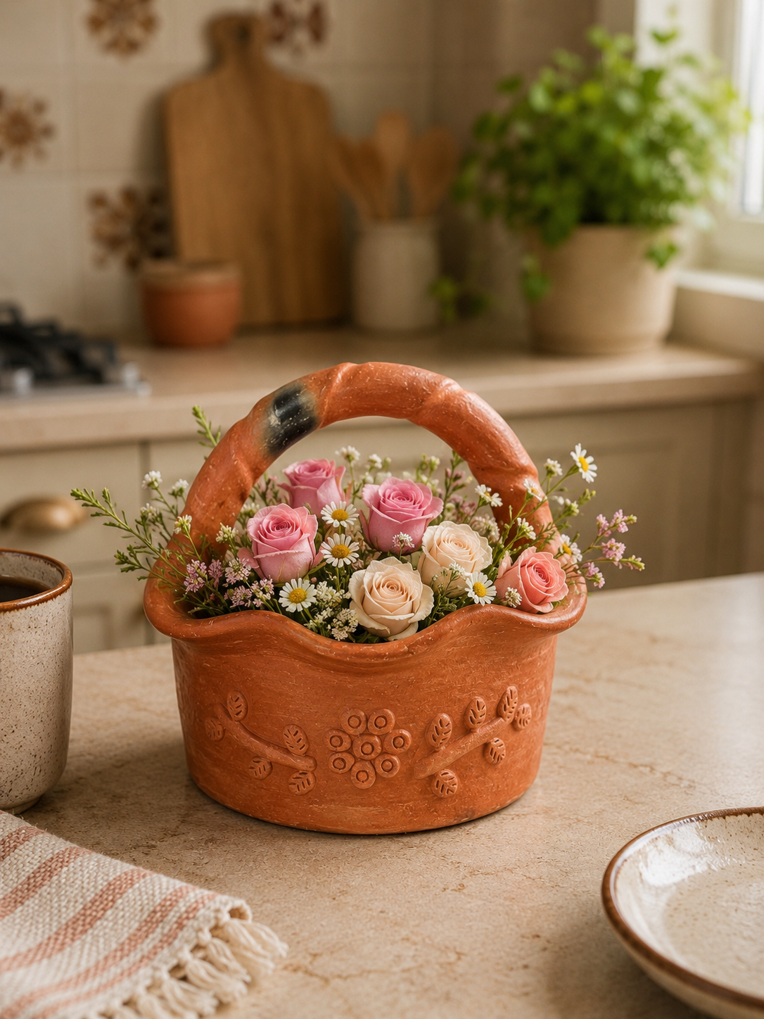 Canasta Bordada/ Floral Basket