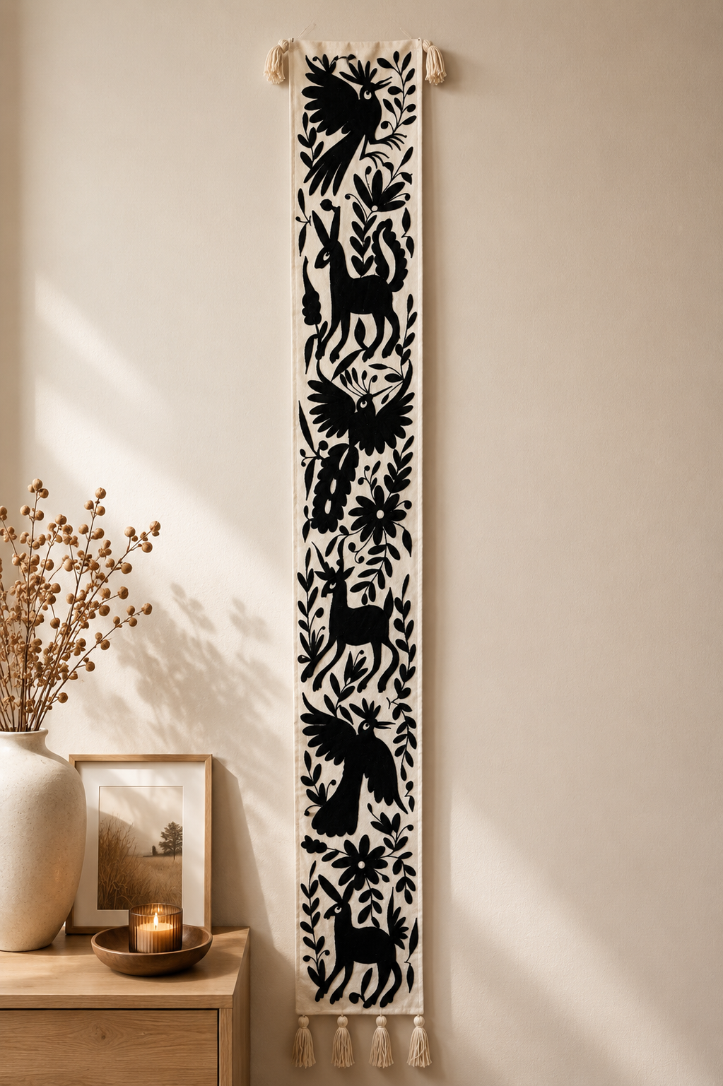 Black Otomi Table Runner/ Camino de Mesa Negro