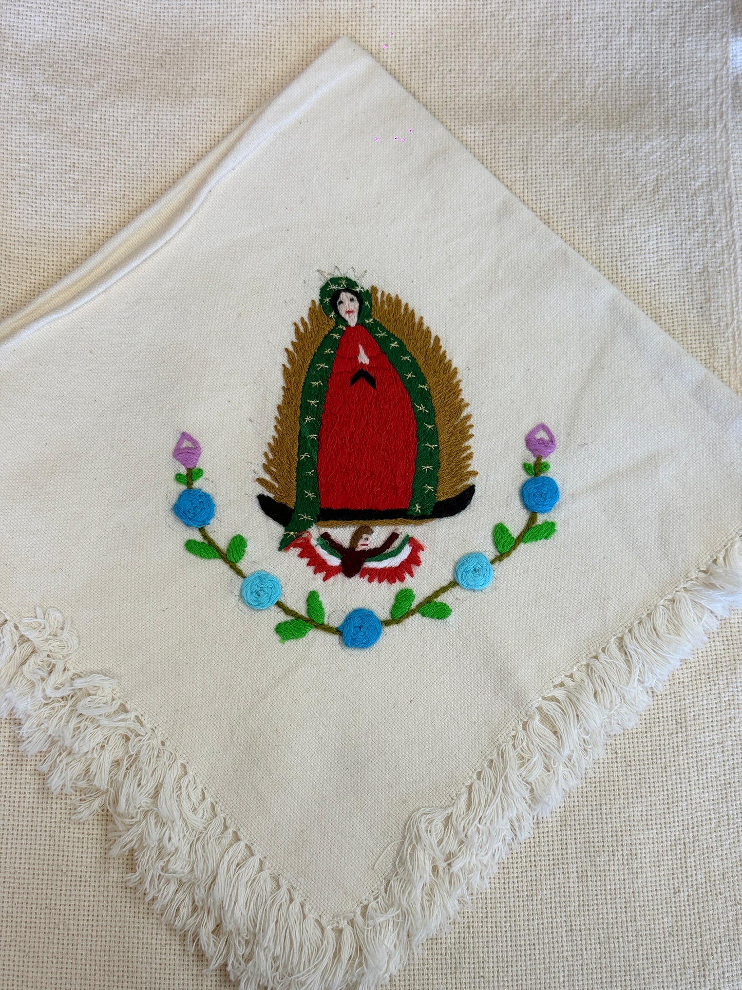 “Virgencita” Blue Roses Napkin