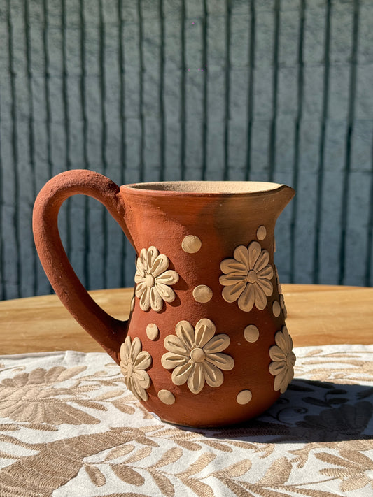 Decorative Floral Clay Pitcher 🌼
