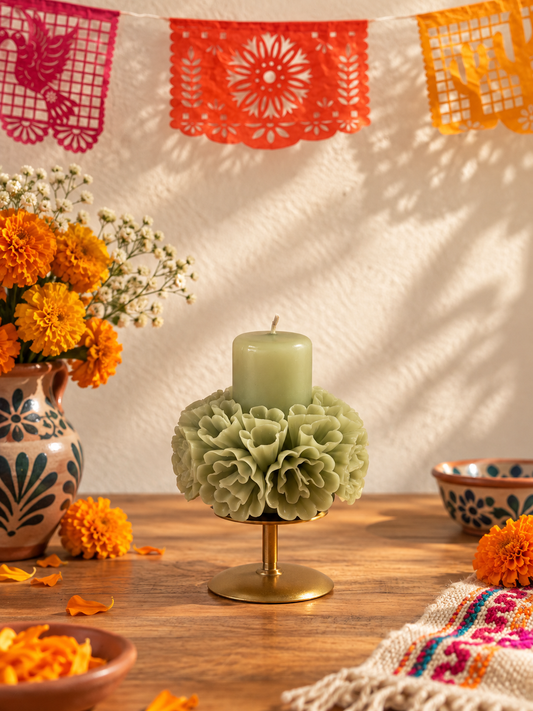 SAGE GREEN w/small detail 4.5" Candle