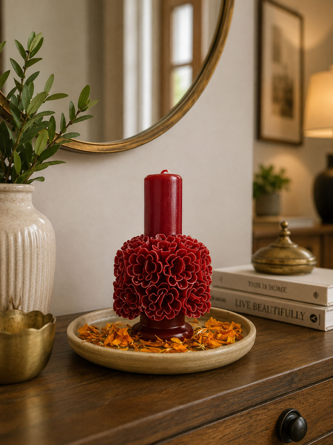 Wine color - Beewax Candle