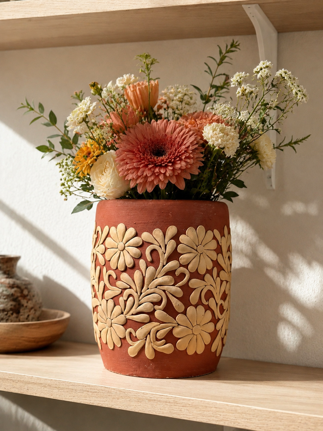 Bordado floral vase