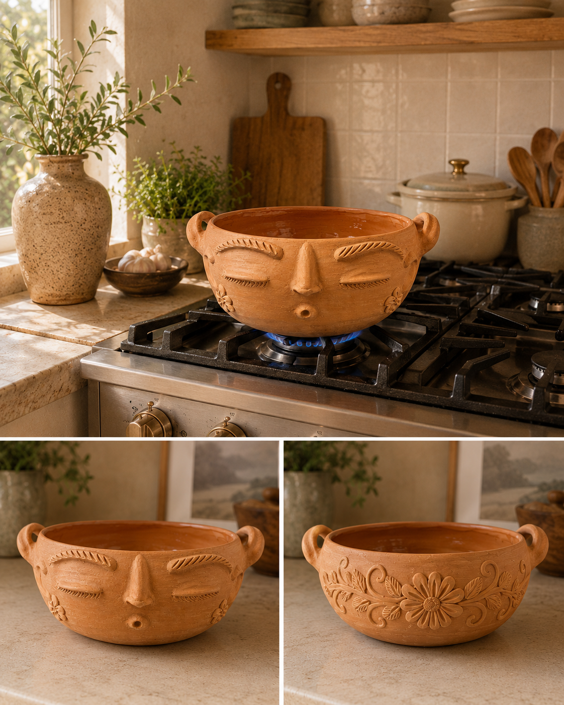 Double Sided Natural Cazuela