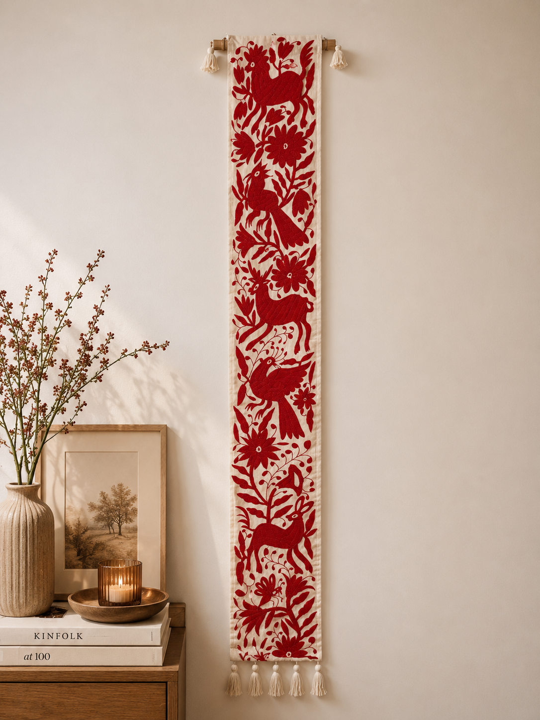 Red Table Runner Otomi/ Camino de Mesa Rojo