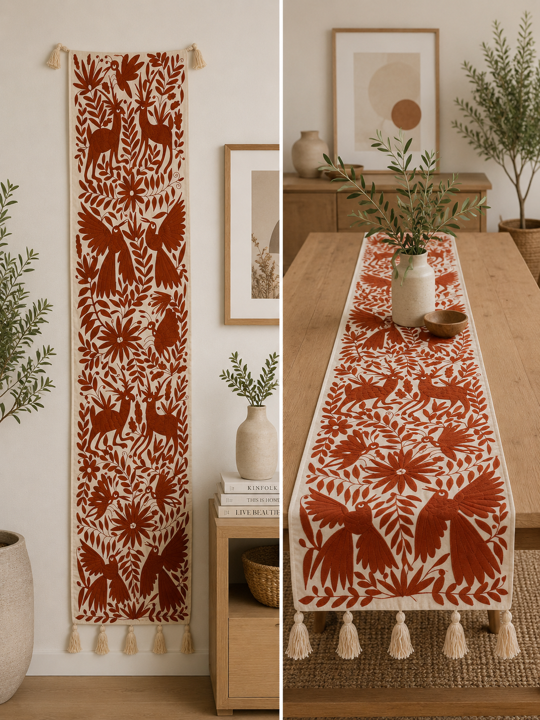 Brown Otomi Table Runner/ Camino de Mesa Cafe