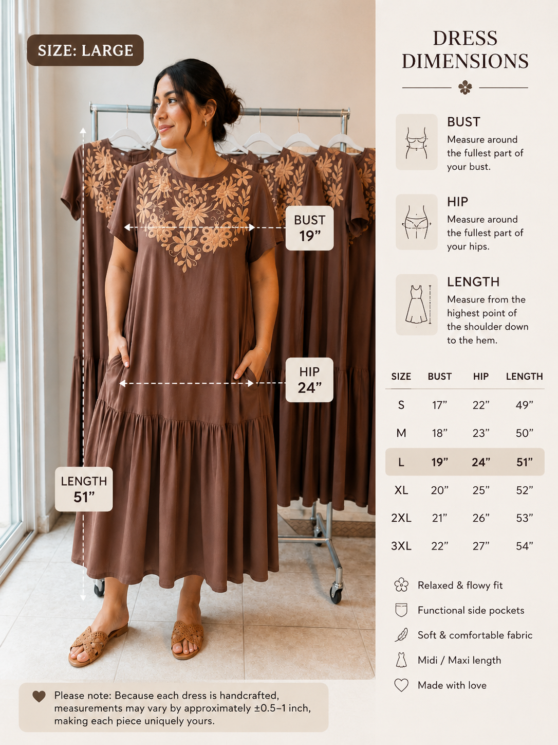 Otomí dress - brown