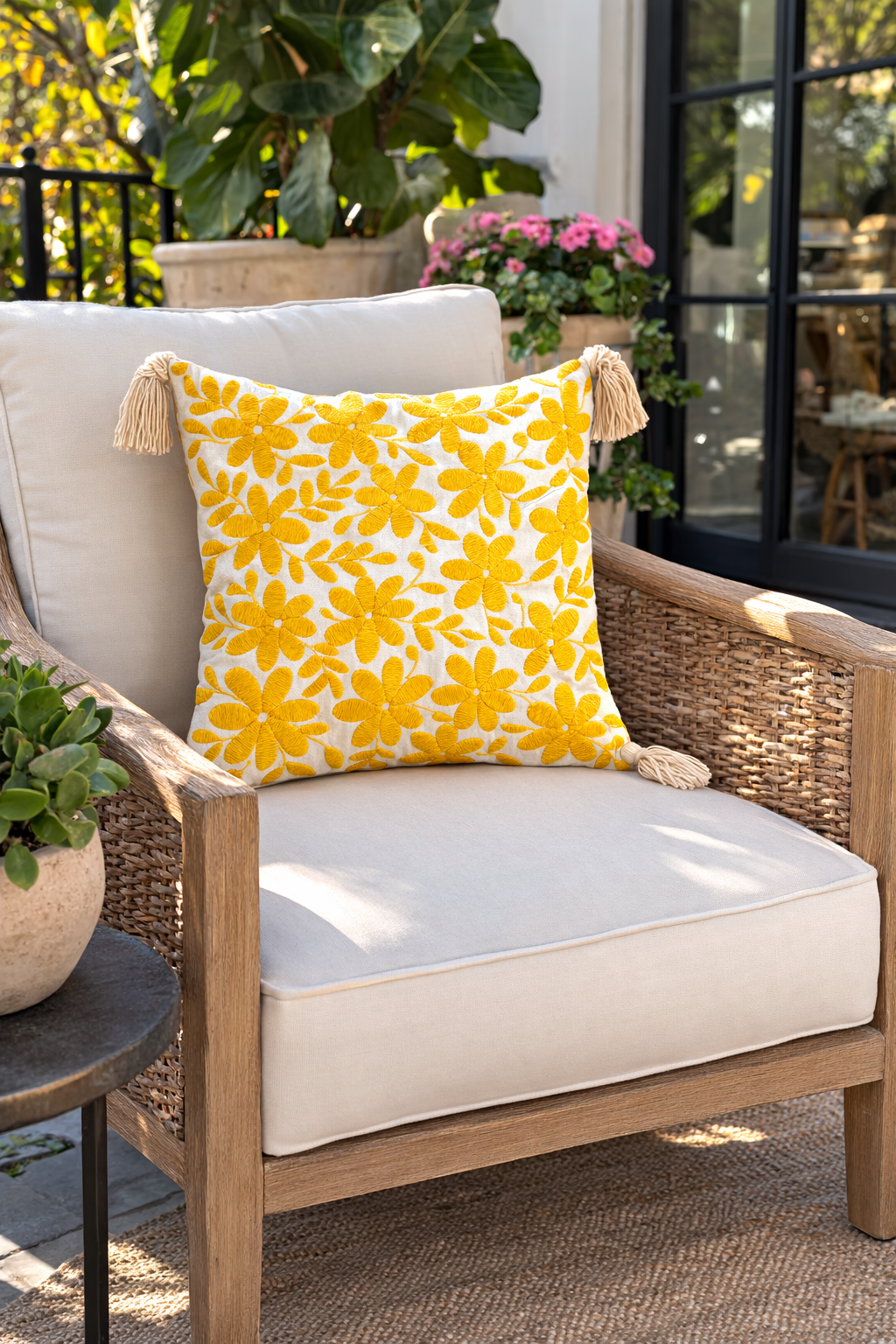 Yellow Floral Otomi Pillowcase