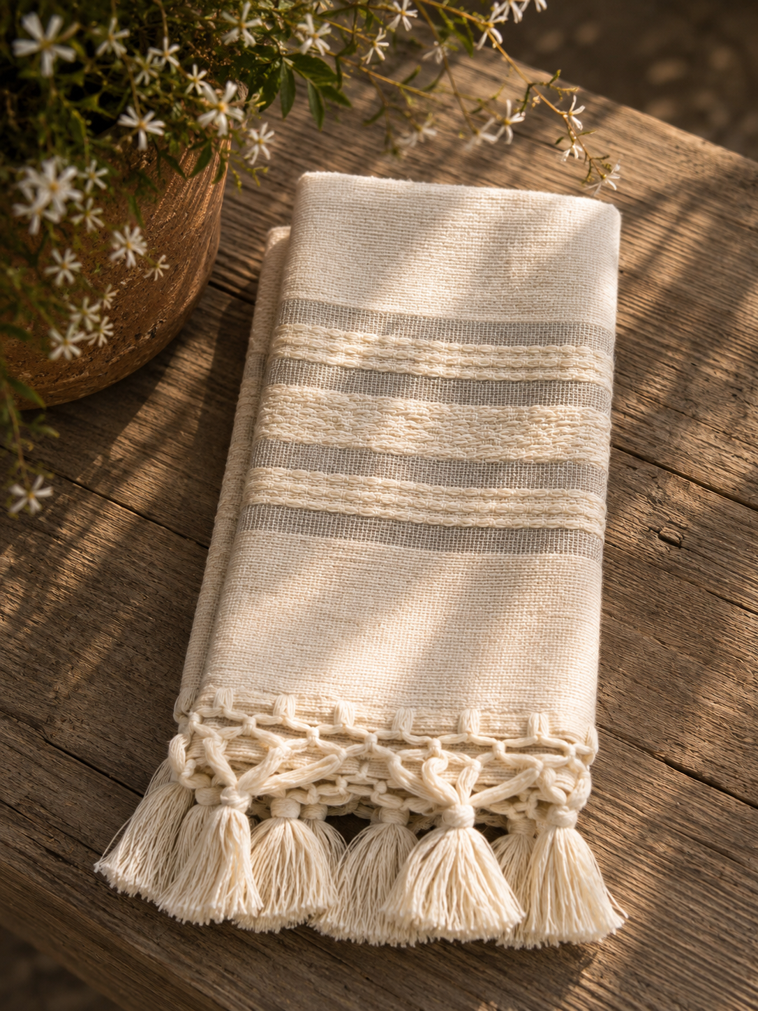Natural with Light Grey Accent Napkin