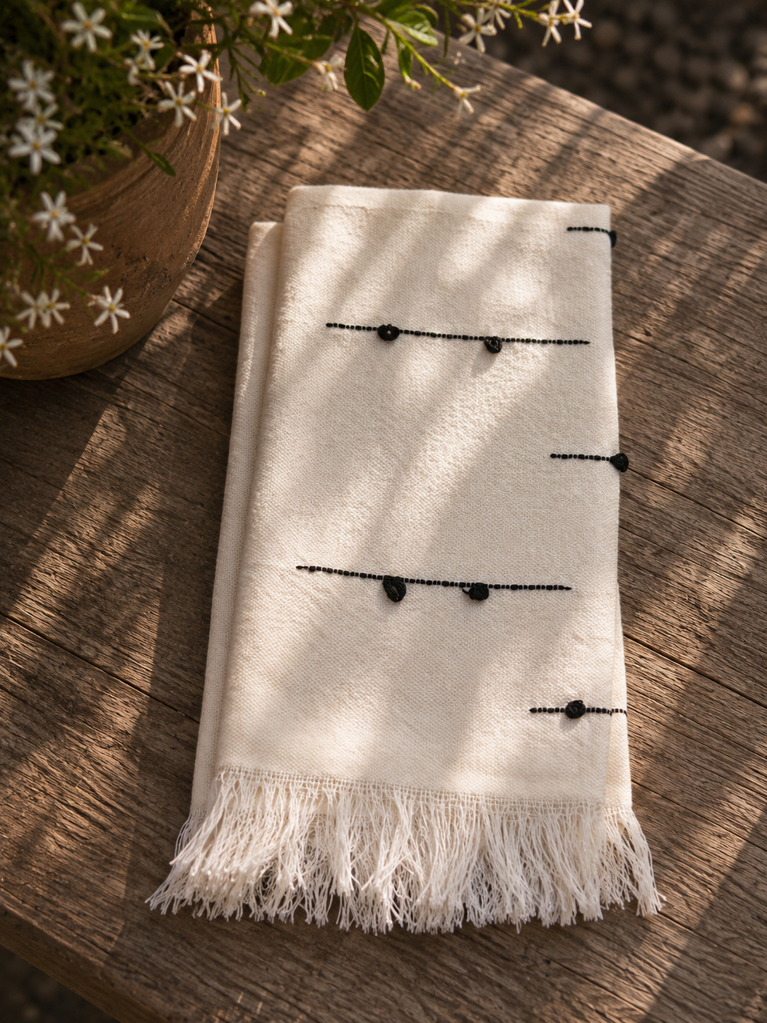 Natural Napkin with Black Accents