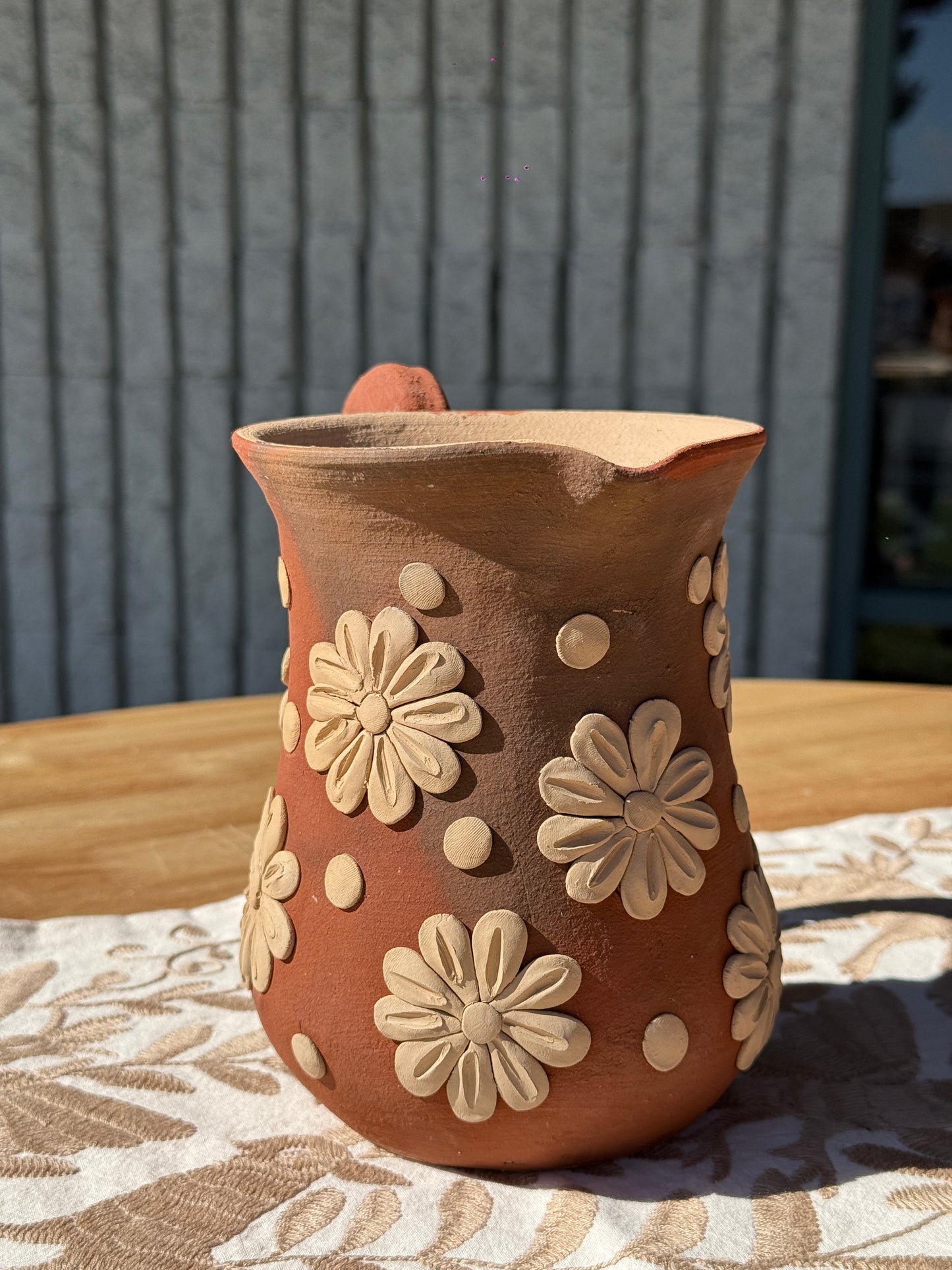 Decorative Floral Clay Pitcher 🌼
