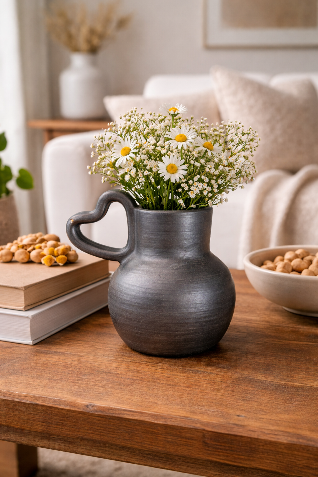 Heart pitcher barro ahumado / Jarra Chocolatera Barro Ahumado 1 L